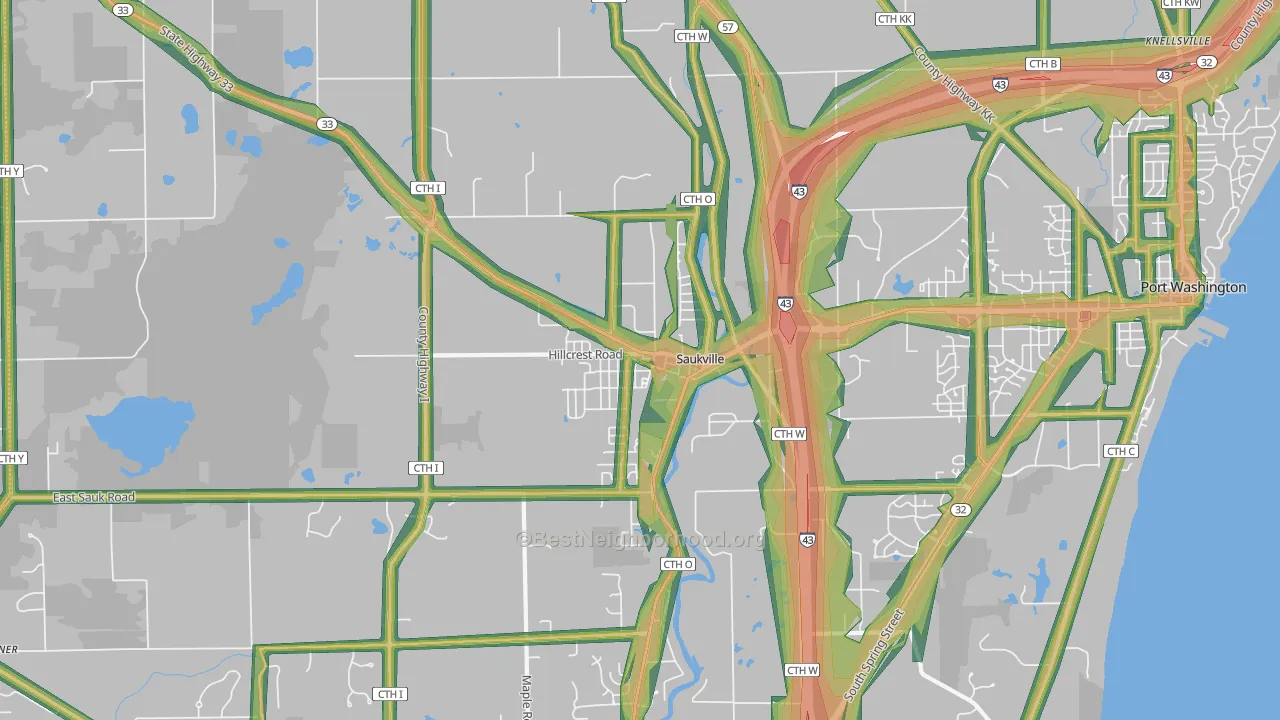 Saukville, WI Map of Noise Levels in Saukville