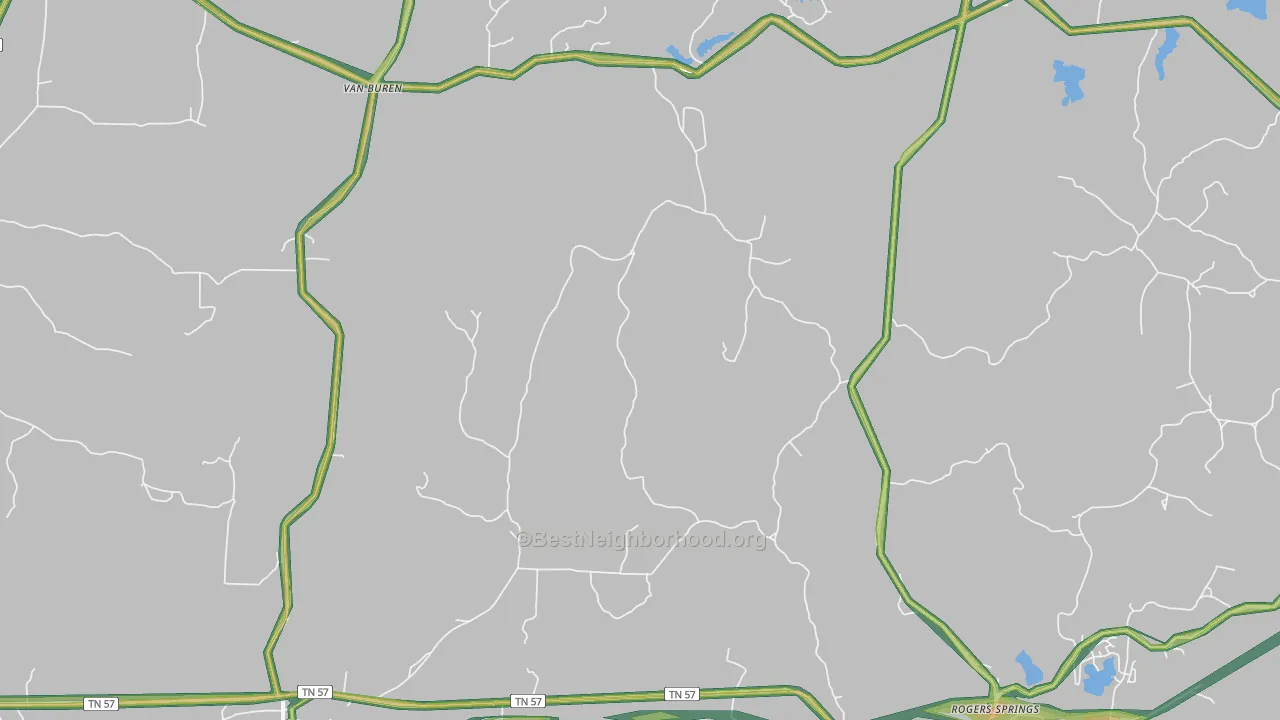 Saulsbury, TN Map of Noise Levels in Saulsbury