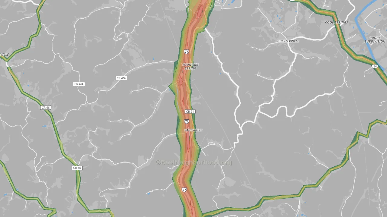 Saulsbury, WV Map of Noise Levels in Saulsbury