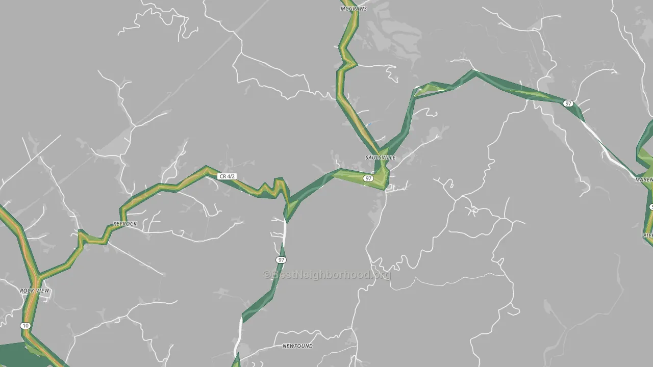 Saulsville, WV Map of Noise Levels in Saulsville