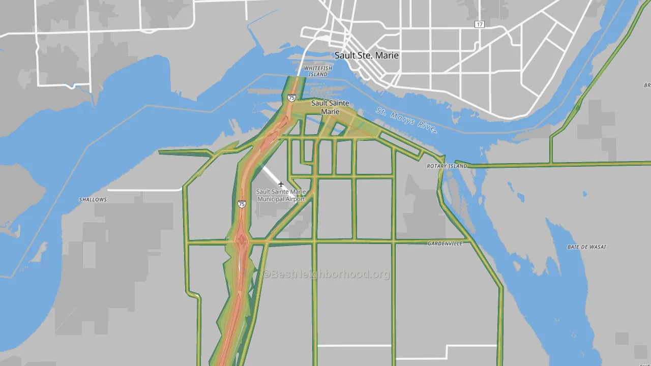 Sault Ste. Marie, MI Map of Noise Levels in Sault Ste. Marie