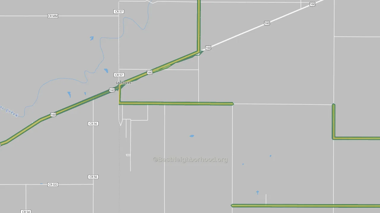 Saunders, KS Map of Noise Levels in Saunders