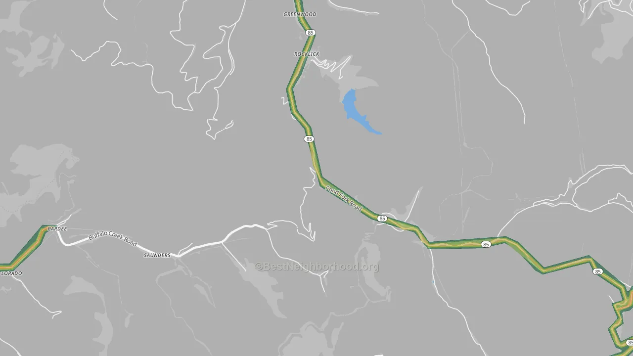 Saunders, WV Map of Noise Levels in Saunders
