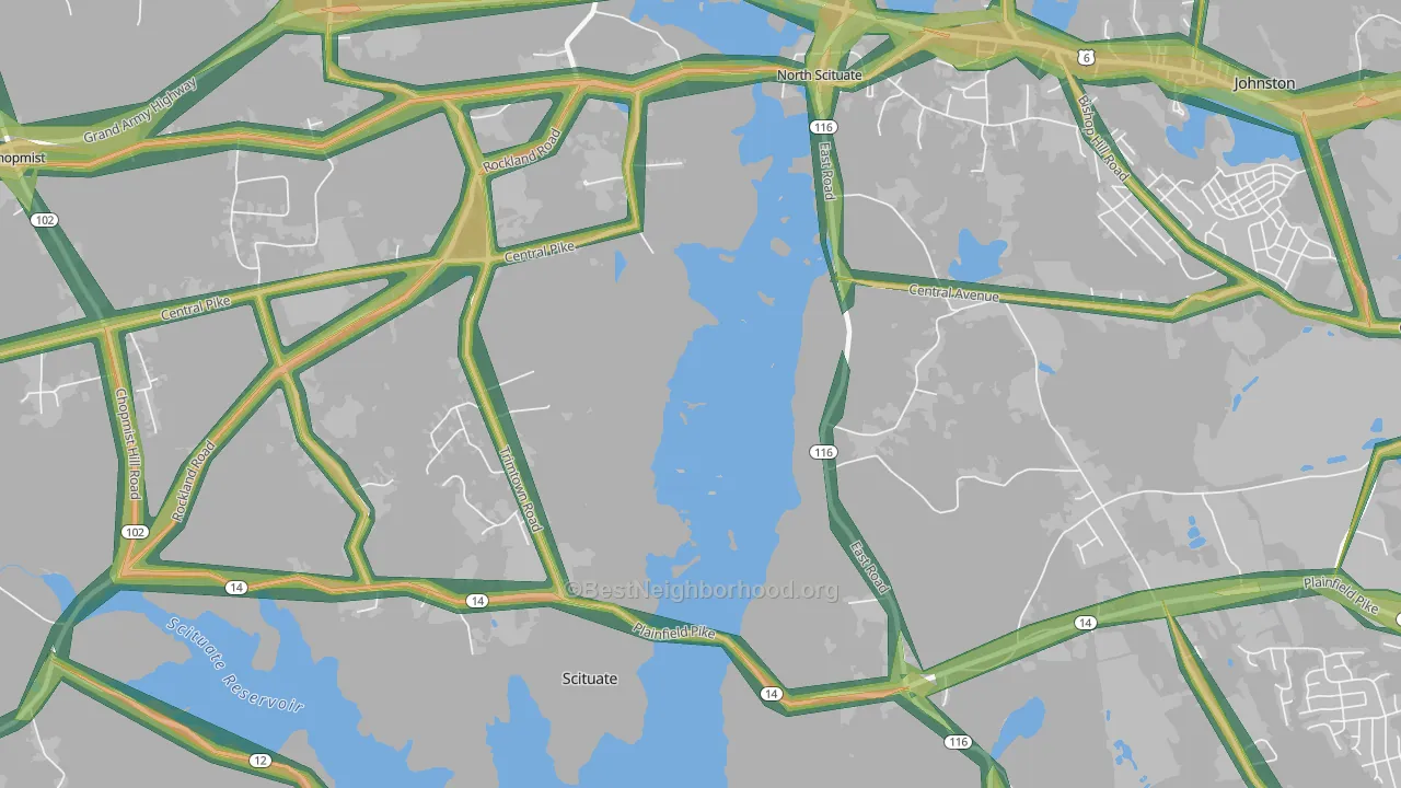Saundersville, RI Map of Noise Levels in Saundersville