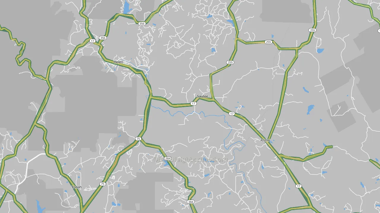 Sautee Nacoochee, GA Map of Noise Levels in Sautee Nacoochee