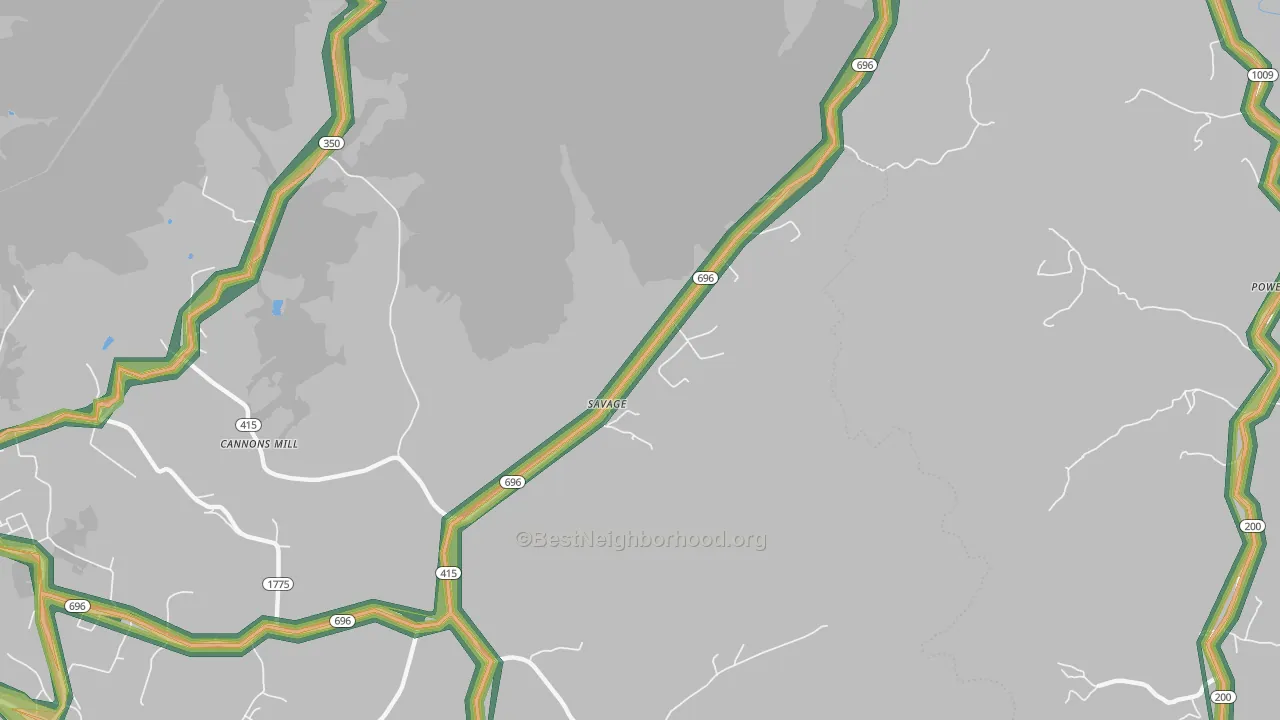 Savage, KY Map of Noise Levels in Savage