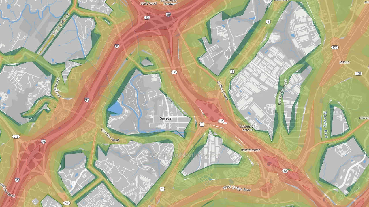 Savage, MD Map of Noise Levels in Savage
