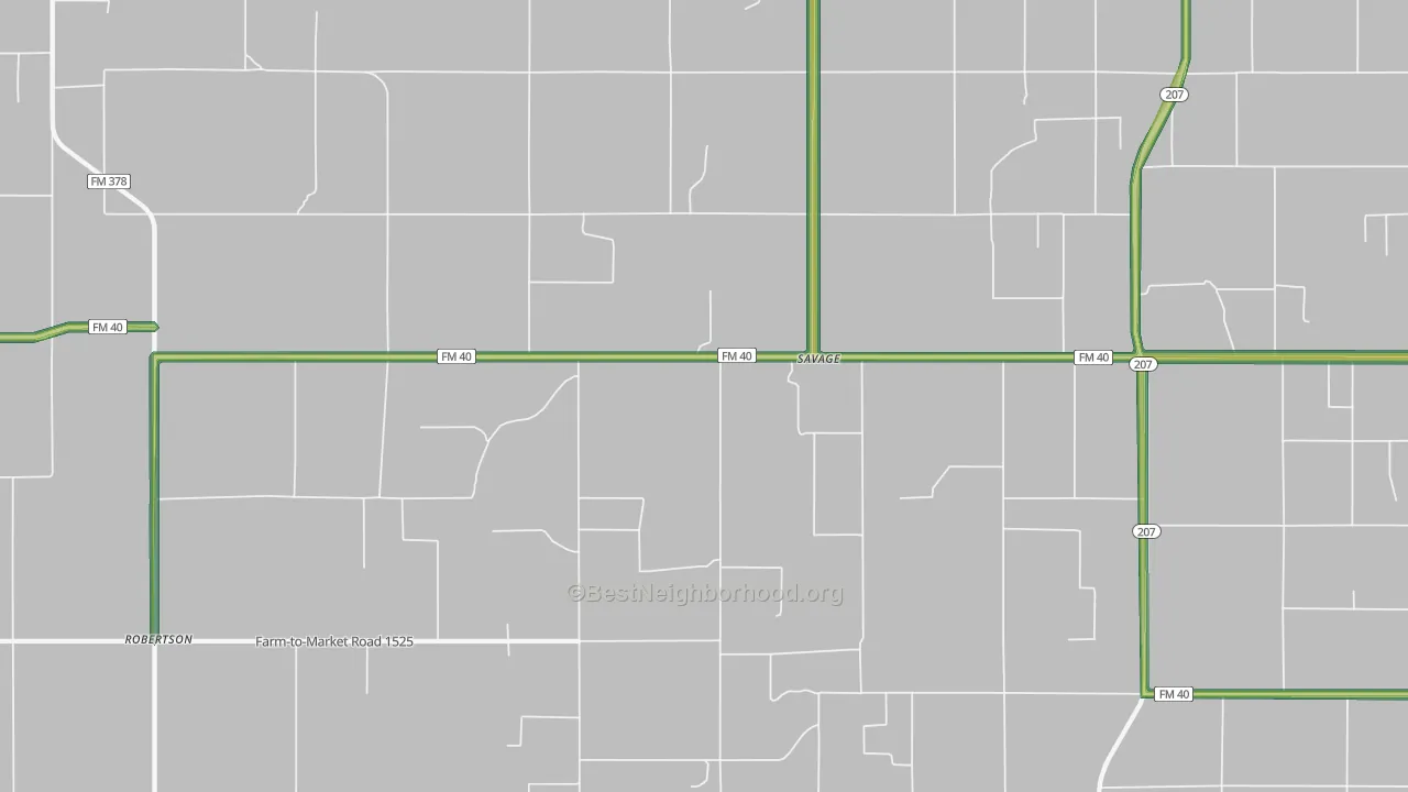 Savage, TX Map of Noise Levels in Savage