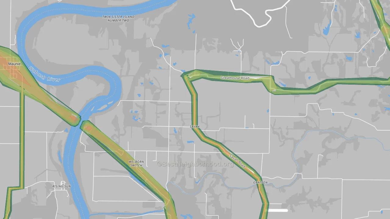 Savah, IN Map of Noise Levels in Savah