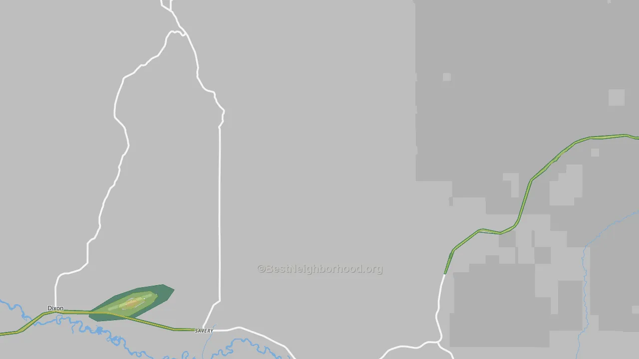 Savery, WY Map of Noise Levels in Savery