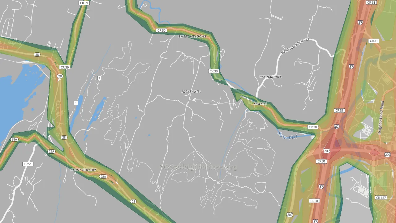Sawkill, NY Map of Noise Levels in Sawkill