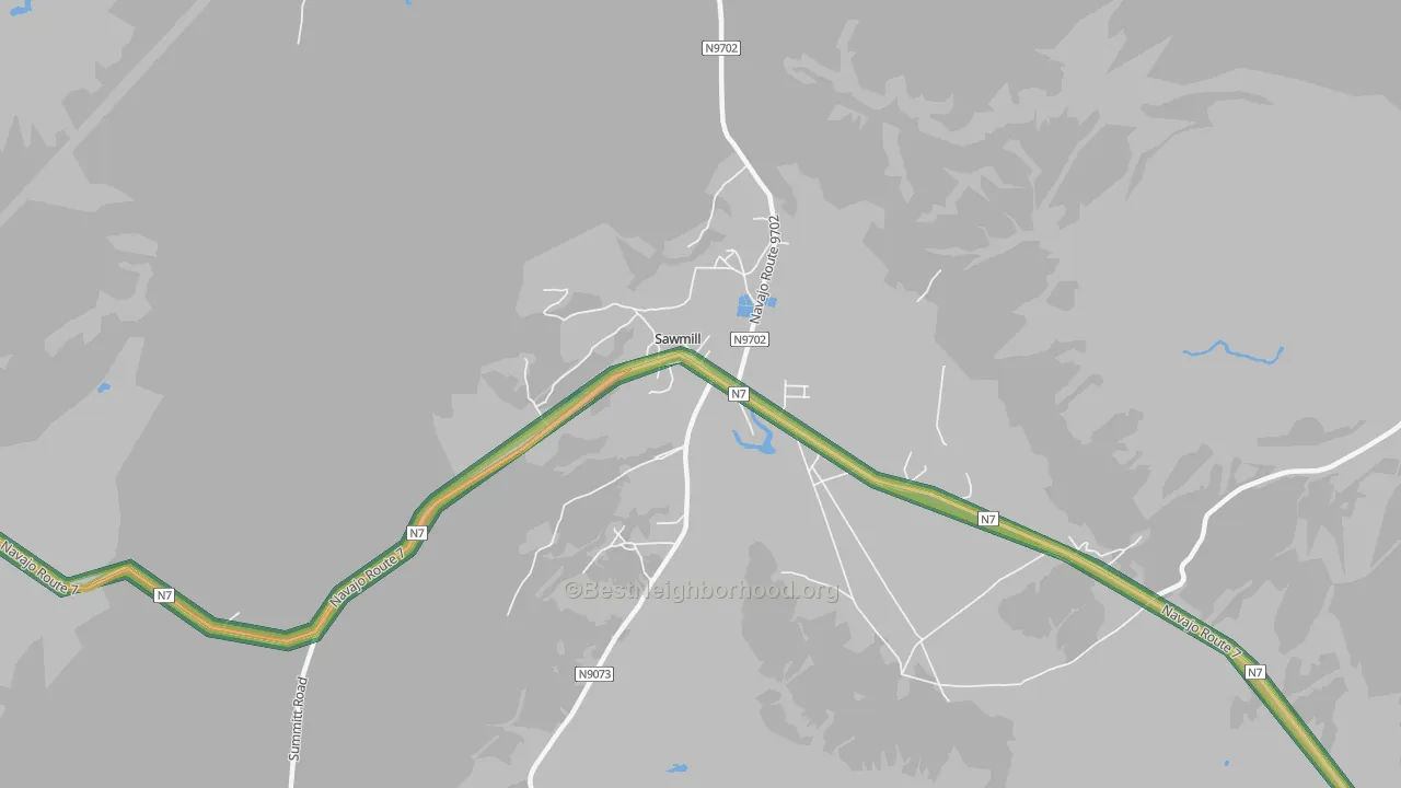 Sawmill, AZ Map of Noise Levels in Sawmill