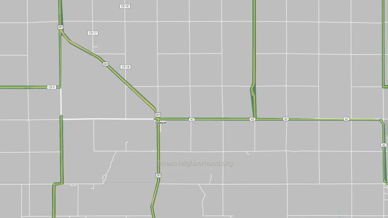 Sawyer, KS Map of Noise Levels in Sawyer