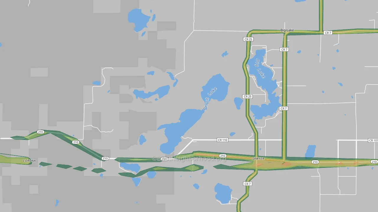Sawyer, MN Map of Noise Levels in Sawyer