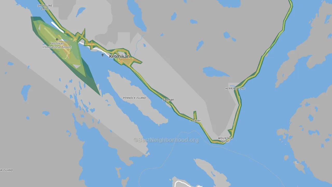 Saxman, AK Map of Noise Levels in Saxman