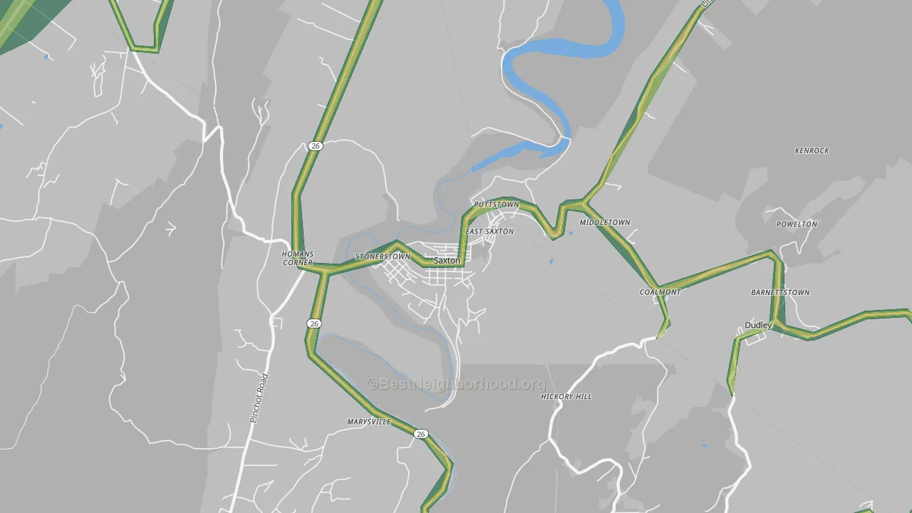 Saxton, PA Map of Noise Levels in Saxton