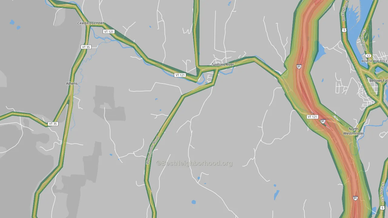 Saxtons River, VT Map of Noise Levels in Saxtons River