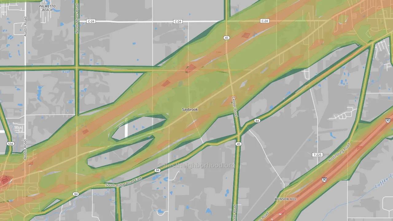 Saybrook, OH Map of Noise Levels in Saybrook