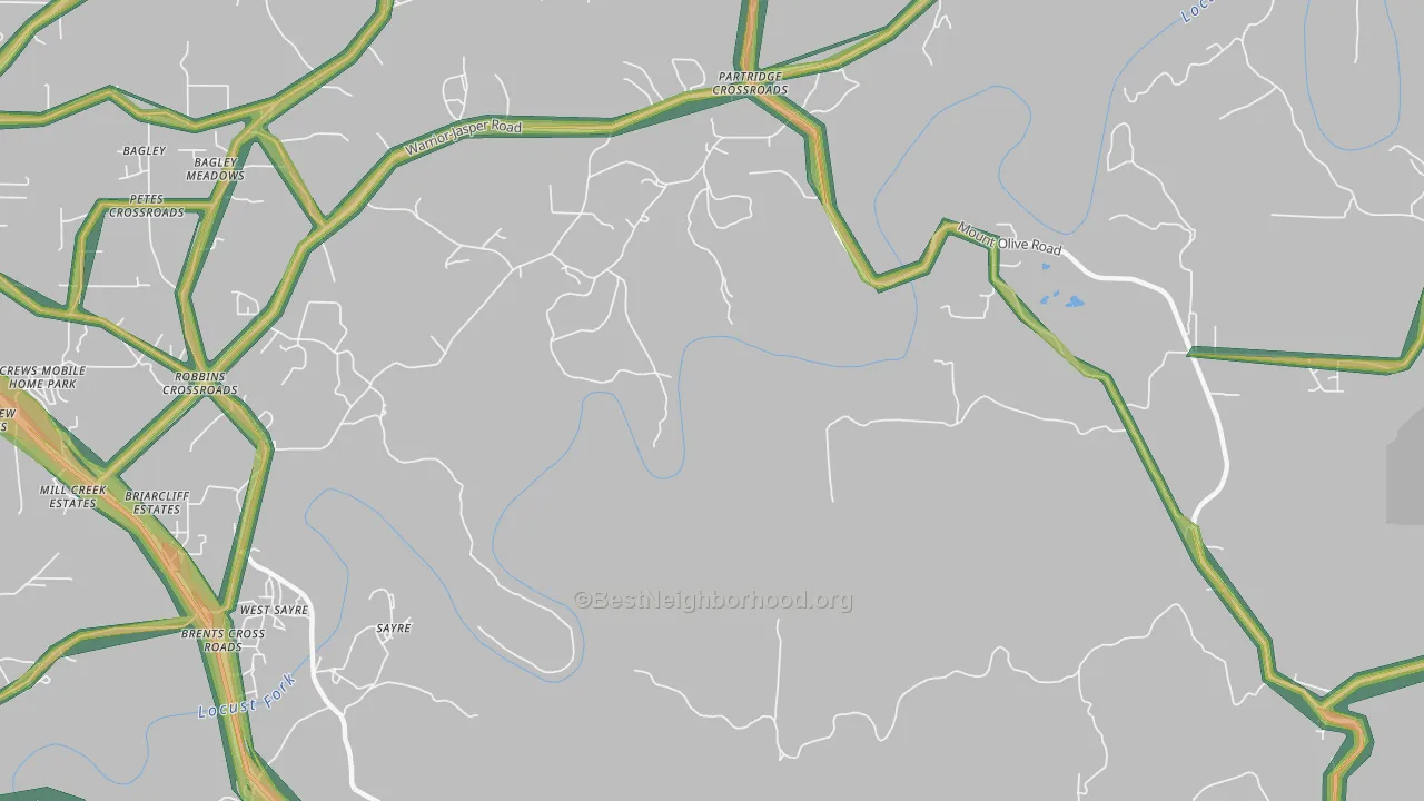 Sayre, AL Map of Noise Levels in Sayre