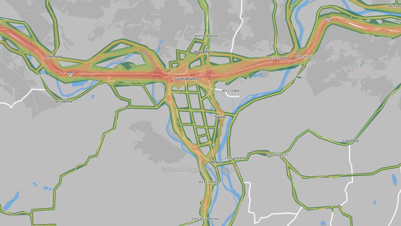 Sayre, PA Map of Noise Levels in Sayre