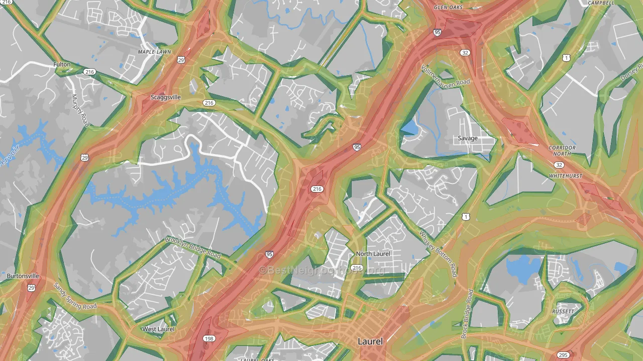 Scaggsville, MD Map of Noise Levels in Scaggsville