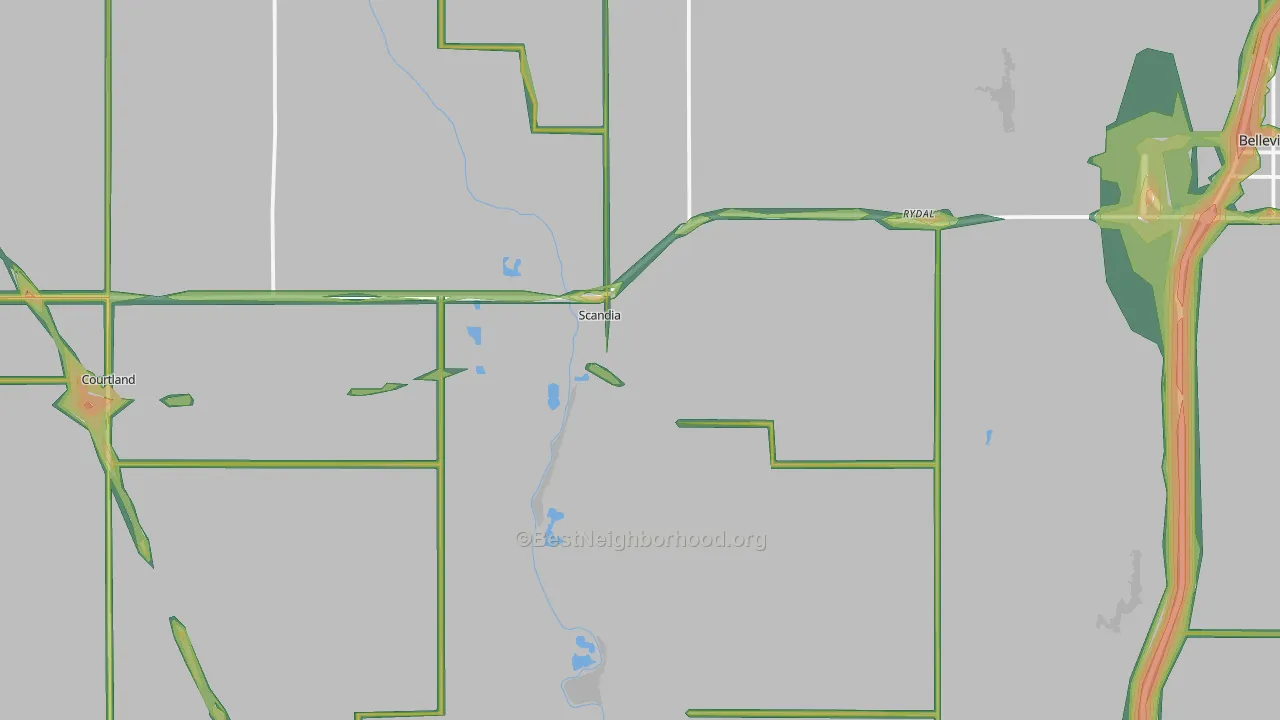 Scandia, KS Map of Noise Levels in Scandia