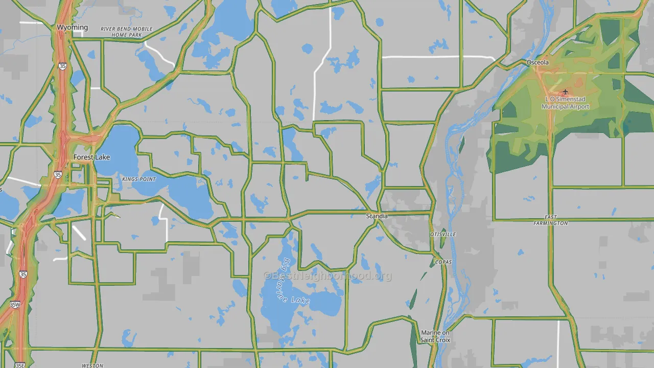 Scandia, MN Map of Noise Levels in Scandia