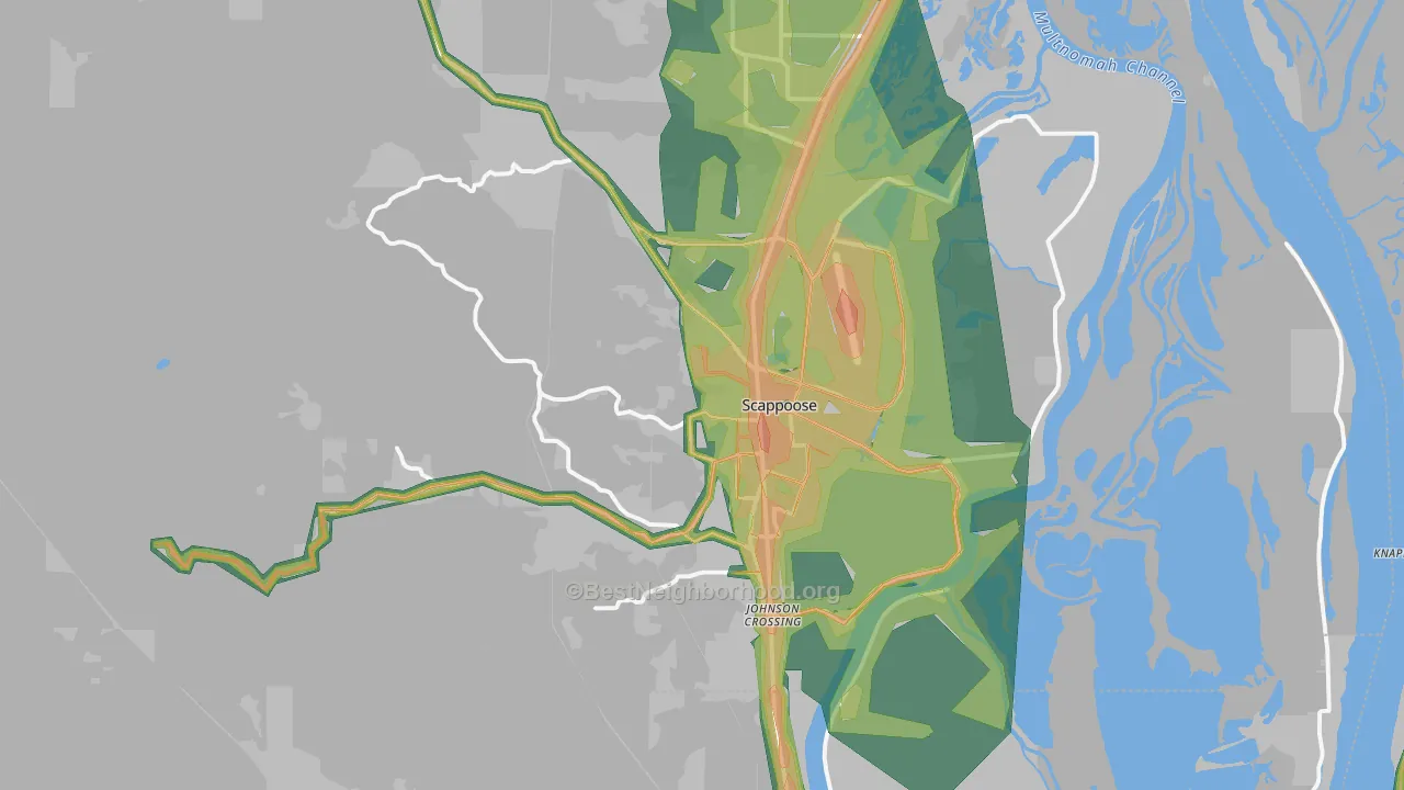 Scappoose, OR Map of Noise Levels in Scappoose