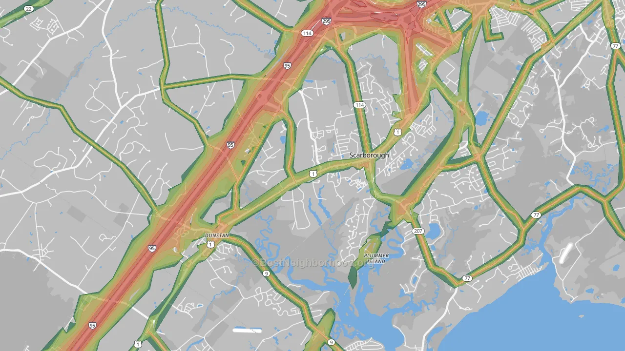 Scarborough, ME Map of Noise Levels in Scarborough