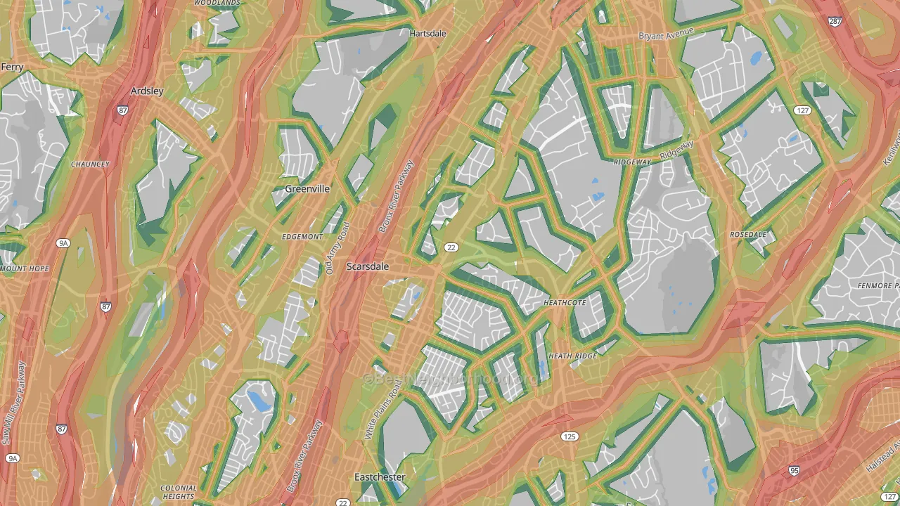Scarsdale, NY Map of Noise Levels in Scarsdale