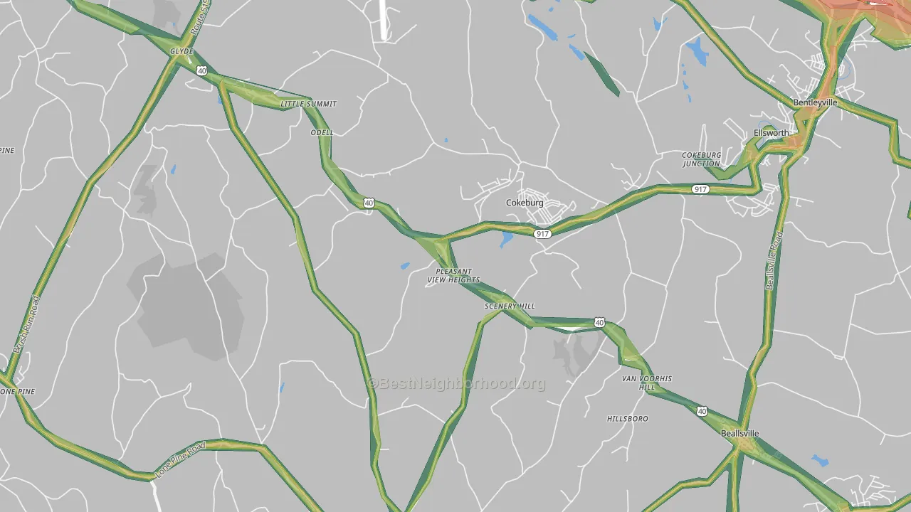 Scenery Hill, PA Map of Noise Levels in Scenery Hill
