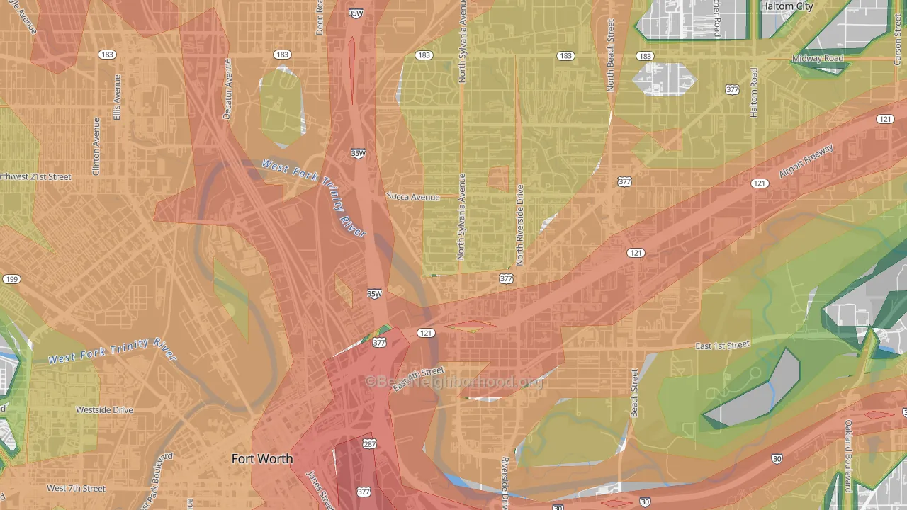 Scenic Bluff, Fort Worth, TX Map of Noise Levels in Scenic Bluff