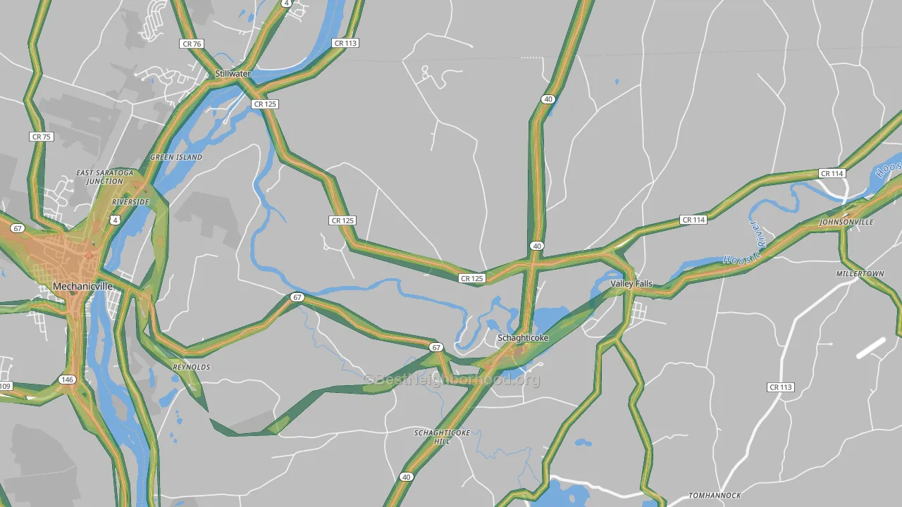 Schaghticoke, NY Map of Noise Levels in Schaghticoke