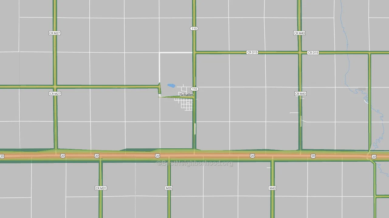 Schaller, IA Map of Noise Levels in Schaller