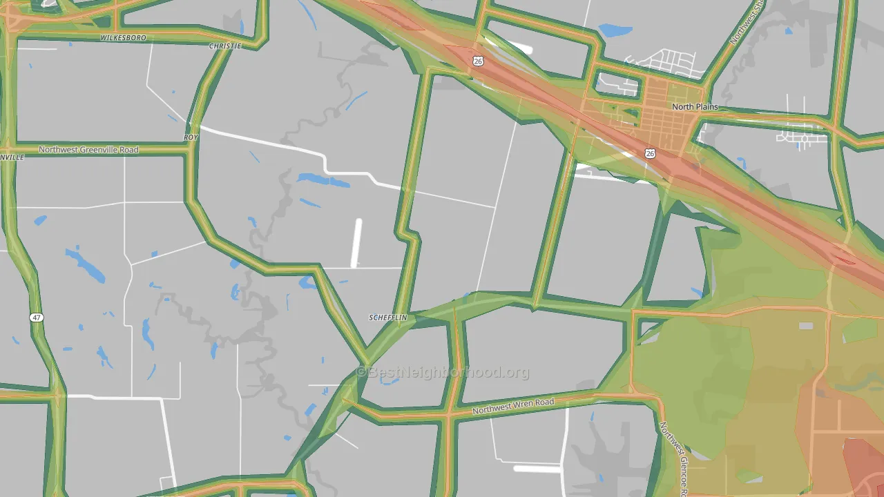 Schefflin, OR Map of Noise Levels in Schefflin