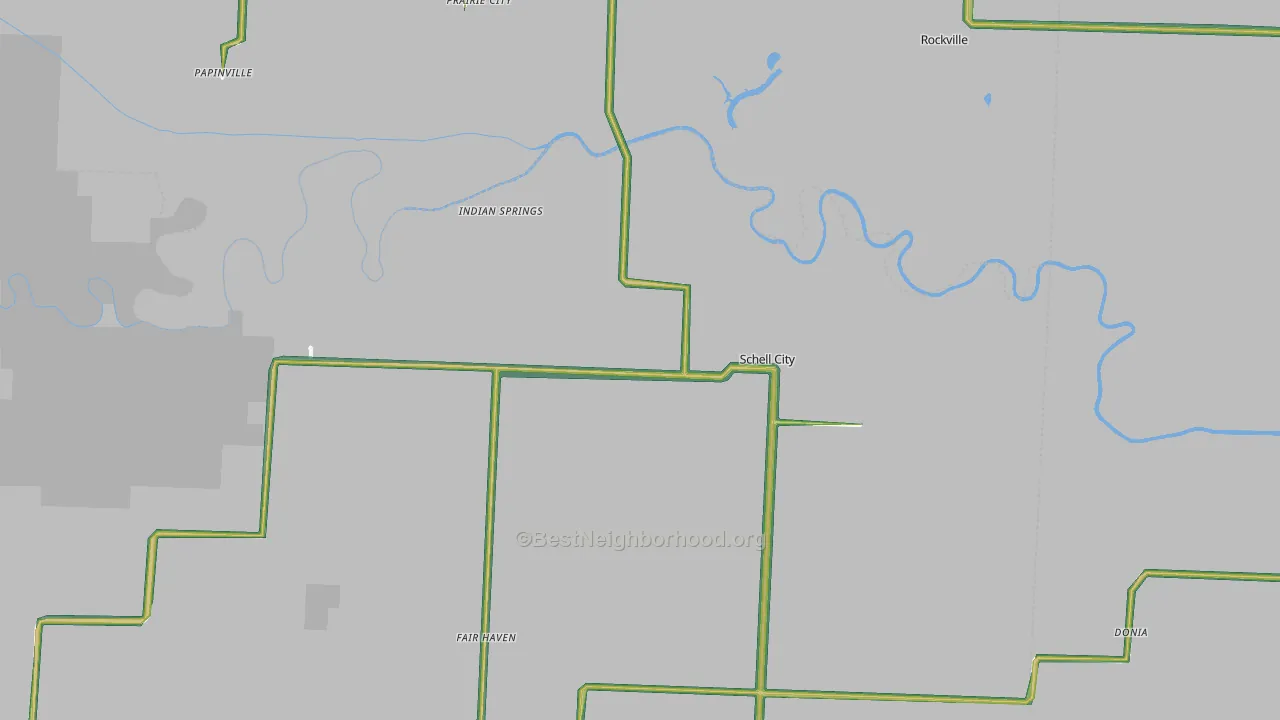 Schell City, MO Map of Noise Levels in Schell City