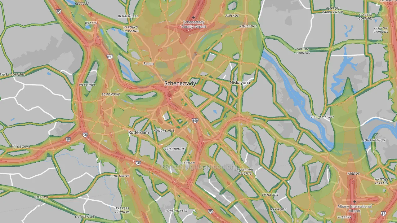 Schenectady, NY Map of Noise Levels in Schenectady