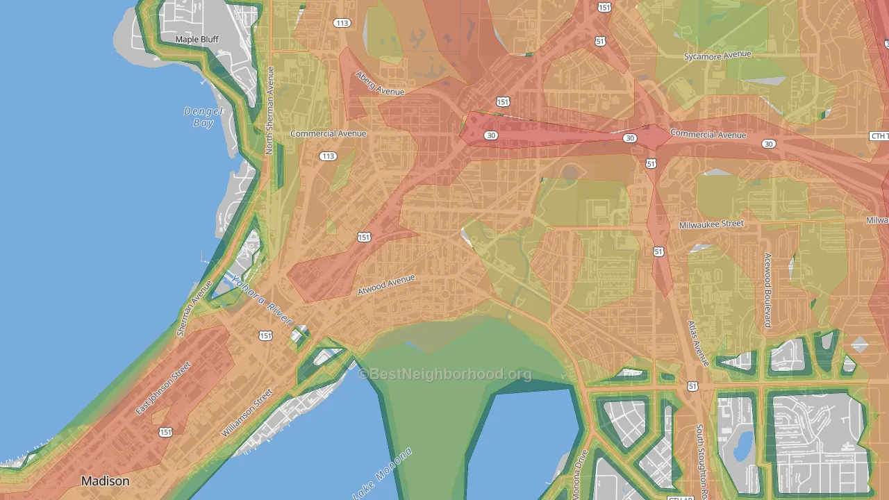 Schenk-Atwood-Starkweather-Yahar, Madison, WI Map of Noise Levels in Schenk-Atwood-Starkweather-Yahar