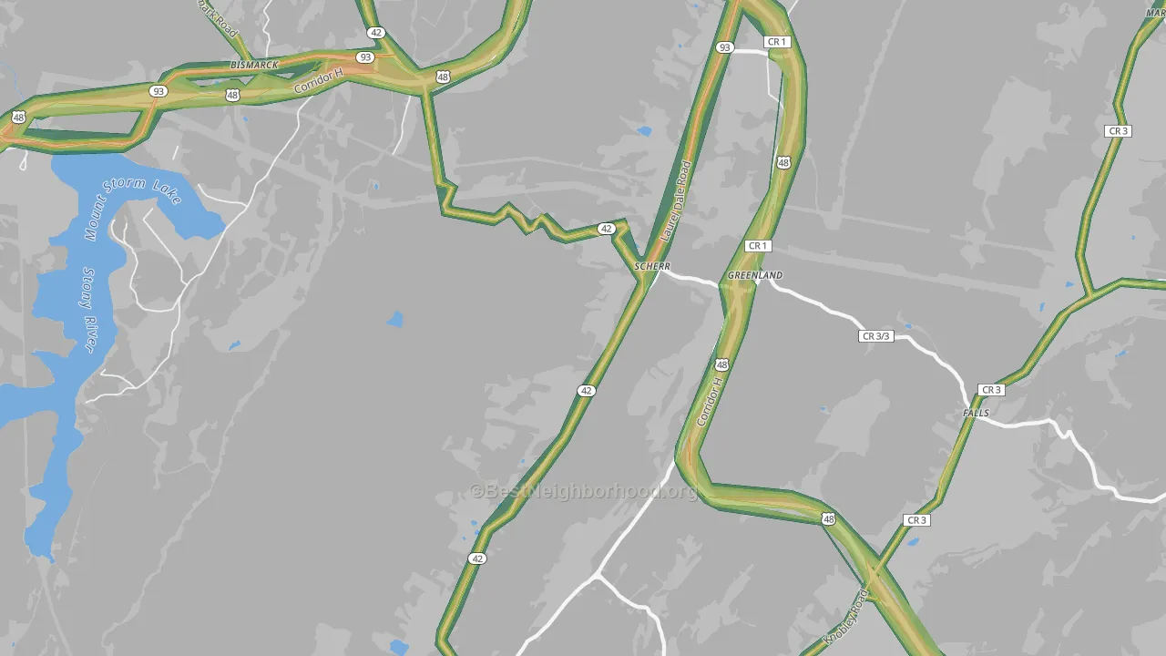 Scherr, WV Map of Noise Levels in Scherr
