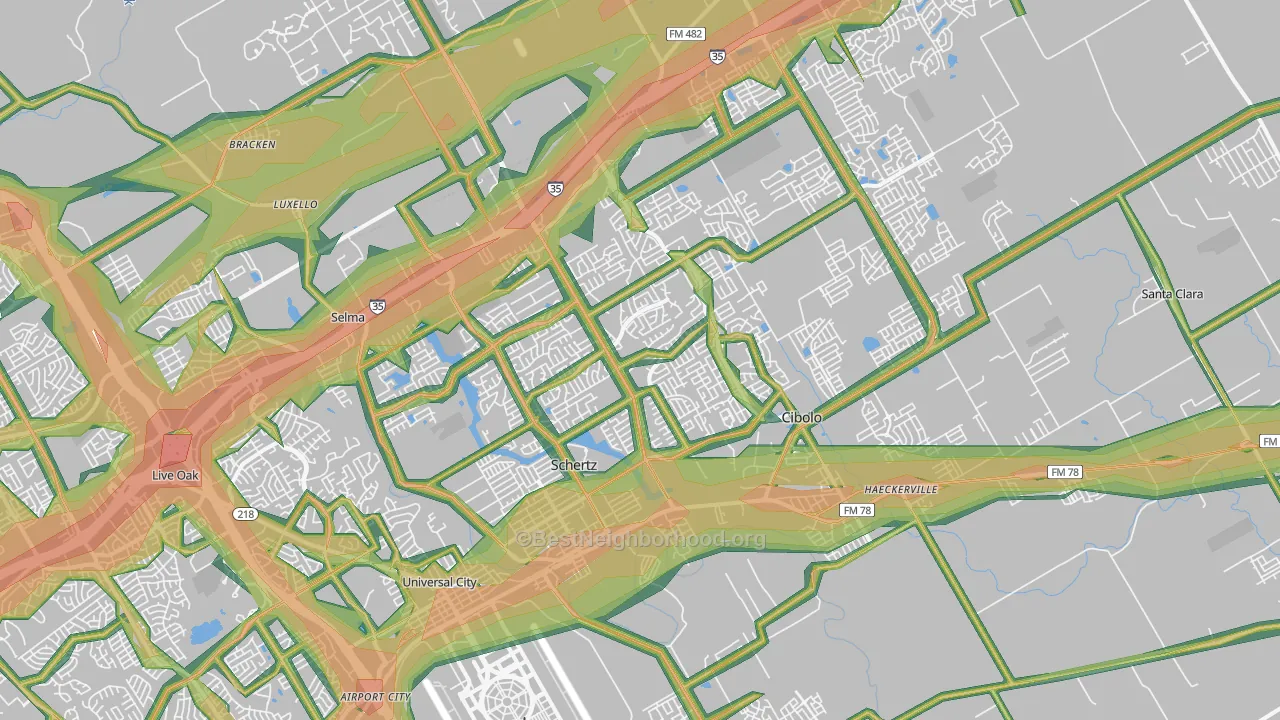 Schertz, TX Map of Noise Levels in Schertz