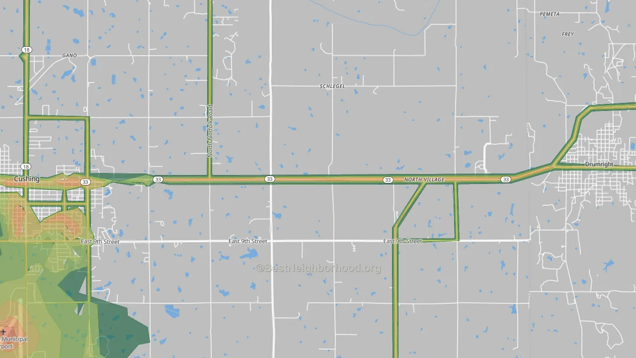 Schlegel, OK Map of Noise Levels in Schlegel