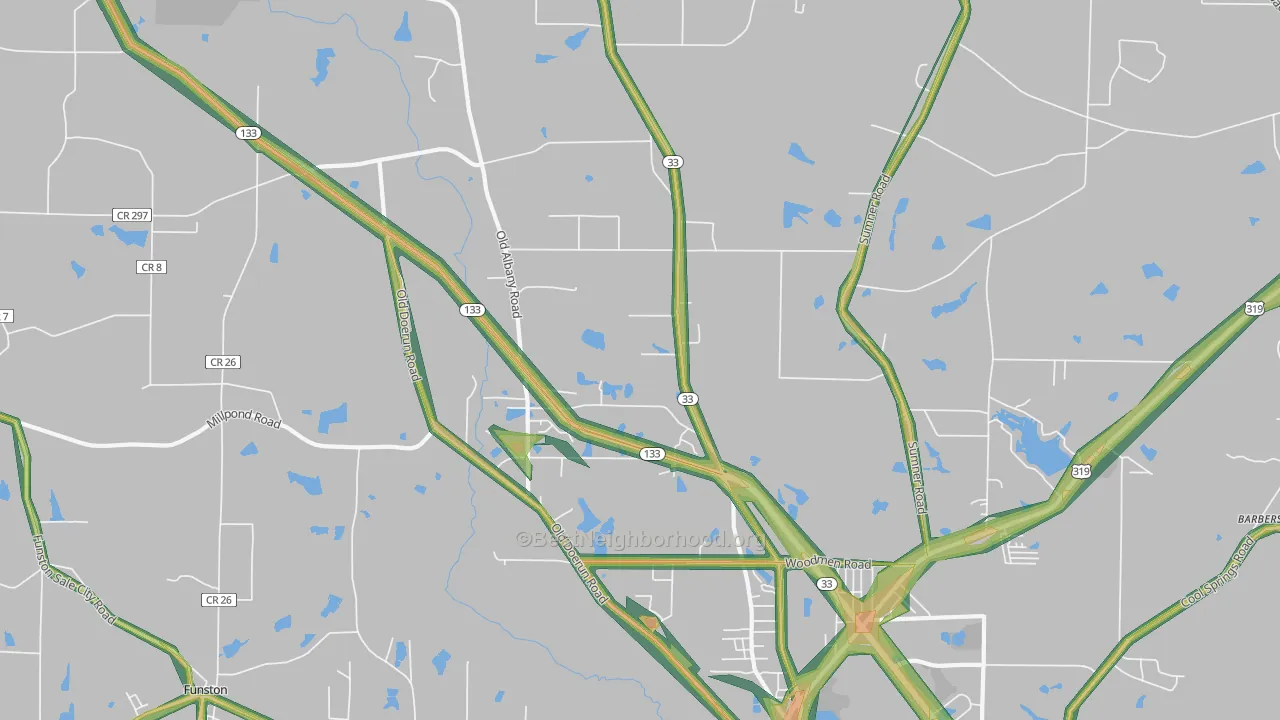 Schley, GA Map of Noise Levels in Schley