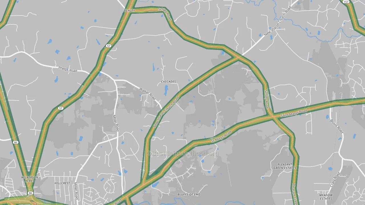 Schley, NC Map of Noise Levels in Schley