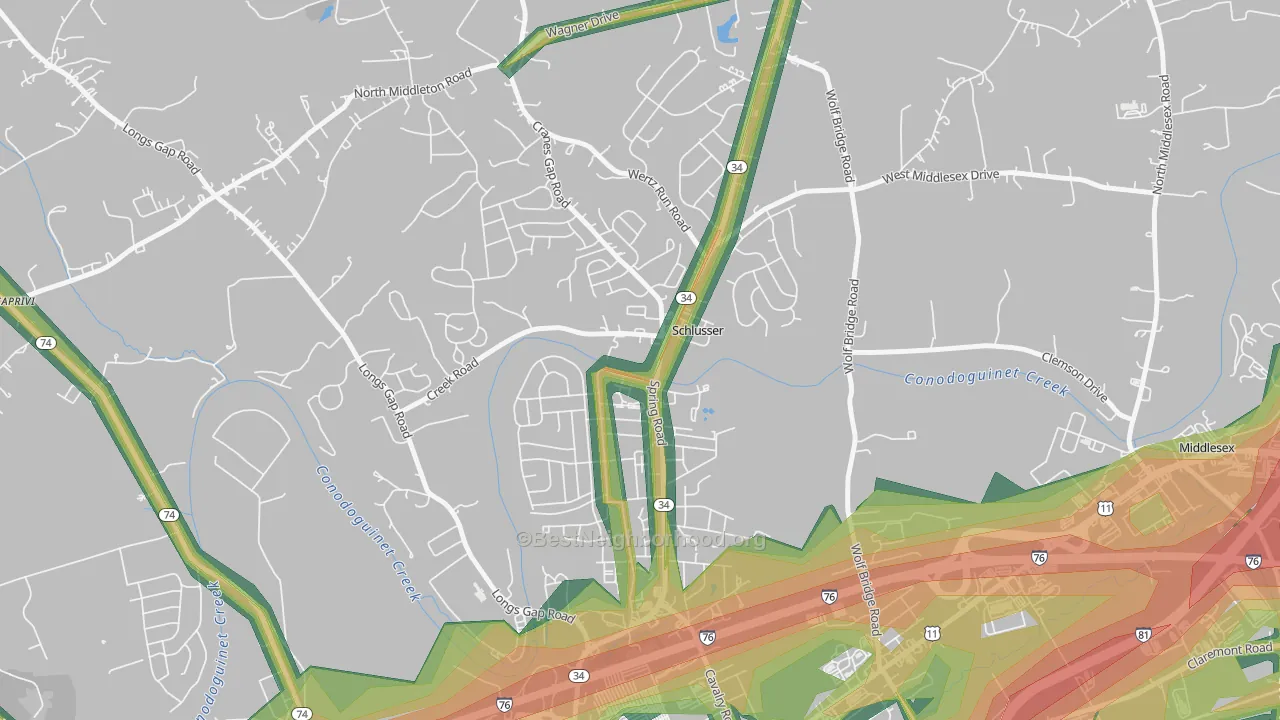 Schlusser, PA Map of Noise Levels in Schlusser