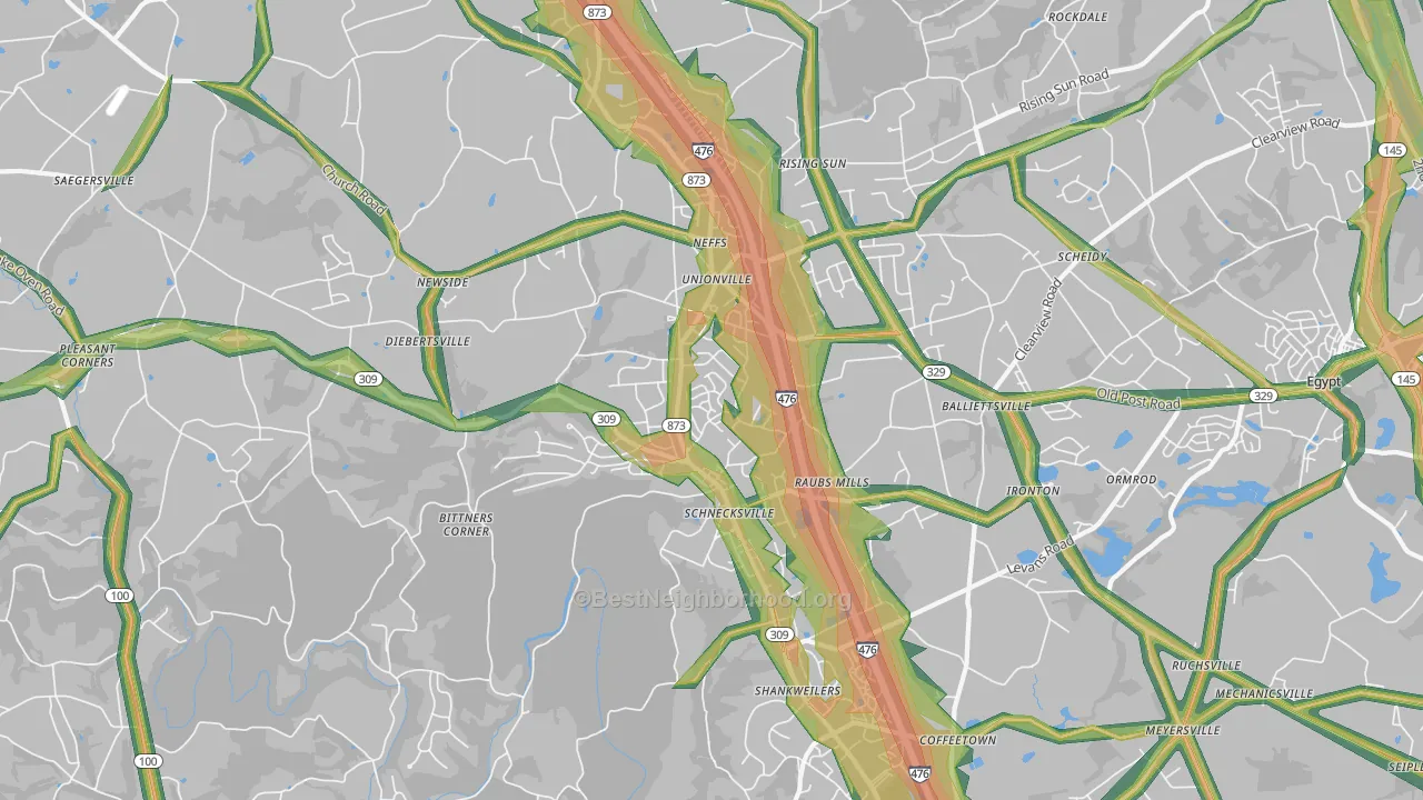 Schnecksville, PA Map of Noise Levels in Schnecksville