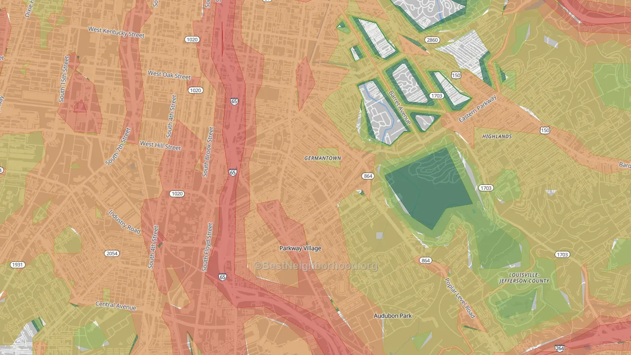 Schnitzelburg, Louisville, KY Map of Noise Levels in Schnitzelburg