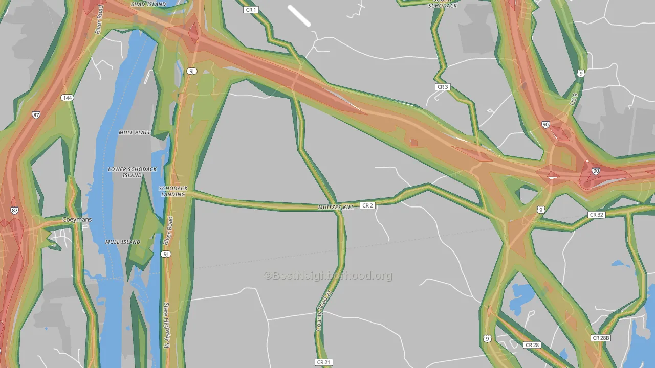 Schodack Landing, NY Map of Noise Levels in Schodack Landing