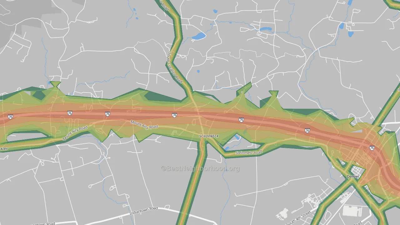 Schoeneck, PA Map of Noise Levels in Schoeneck