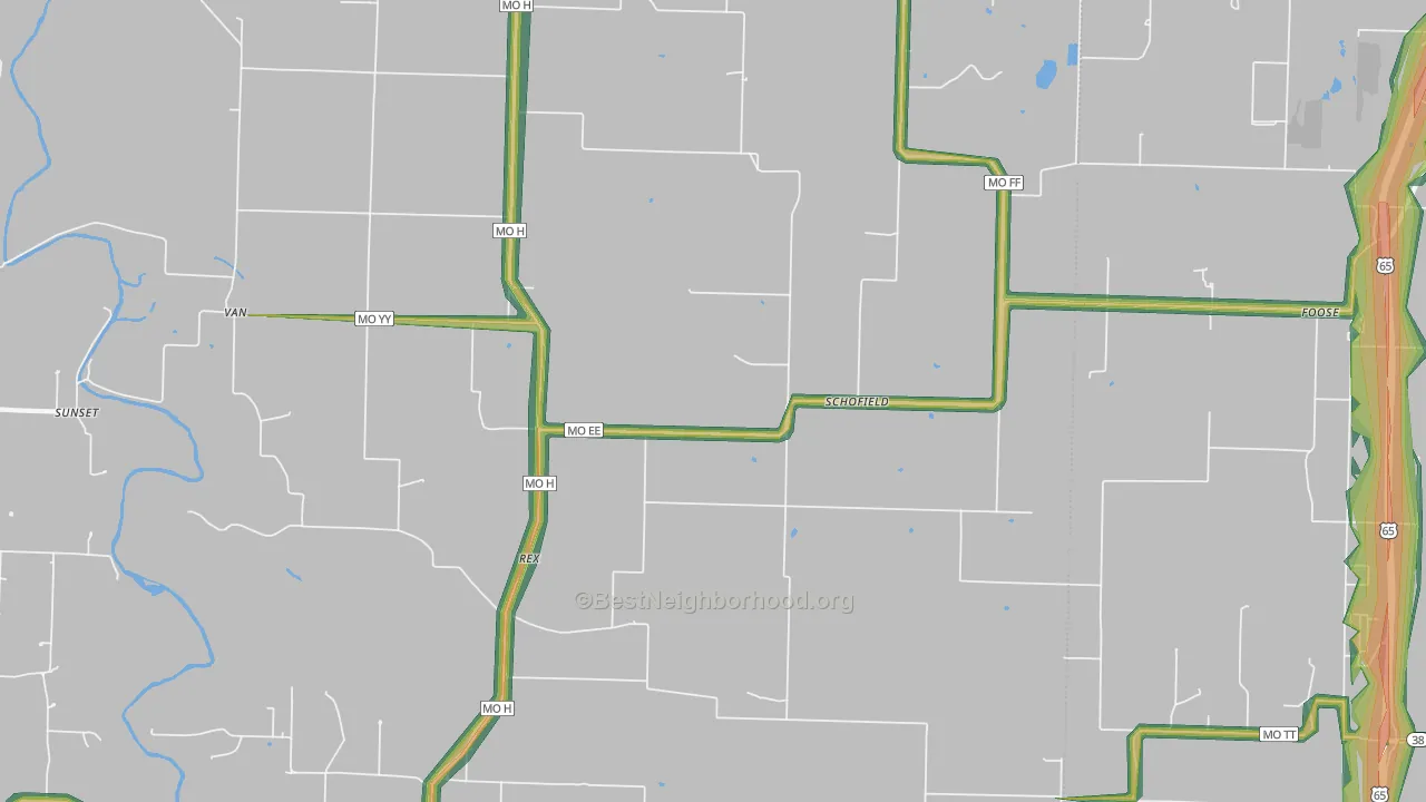 Schofield, MO Map of Noise Levels in Schofield