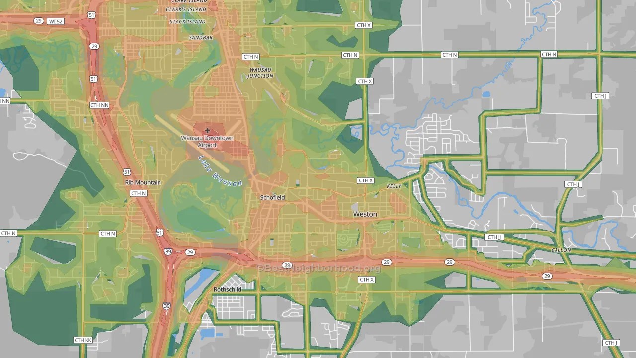 Schofield, WI Map of Noise Levels in Schofield